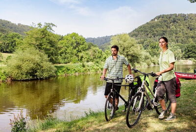 Radfahrer am Werratal-Radweg bei Frankenroda