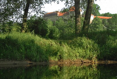 Burg Creuzburg von der Werra aus