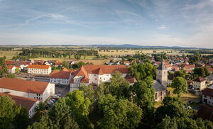 Blck auf Behringen, dem größten Ortsteil der Gemeinde Hörselberg-Hainich